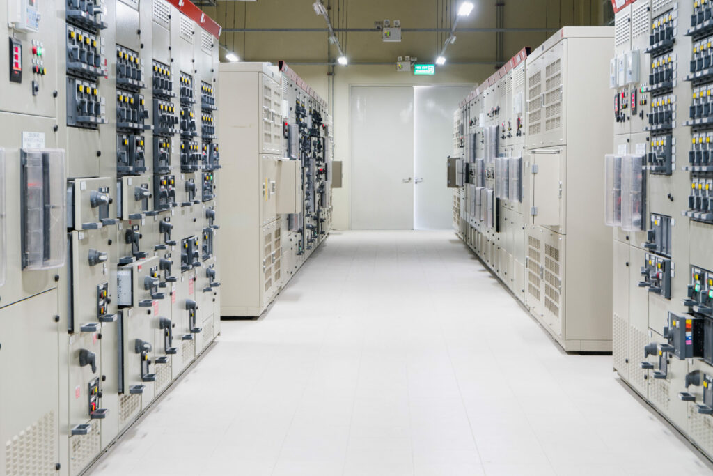 Electrical Room, Medium And High Voltage Switcher, Equipment, Panel To Control And Protect The Electrical Equipment And System By Fuse, Circuit Breaker, Control Panel At Power Plant And Substation